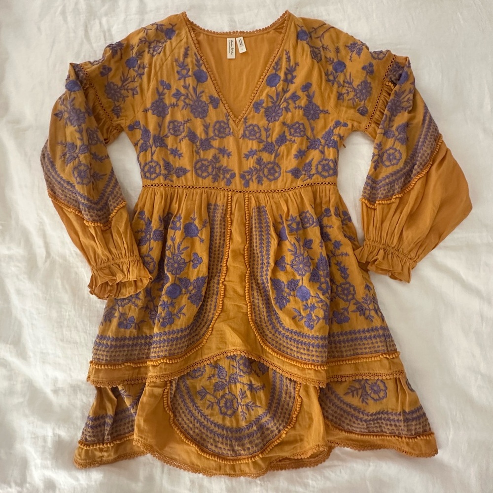 Anthropologie embroidered dress size small only worn ones